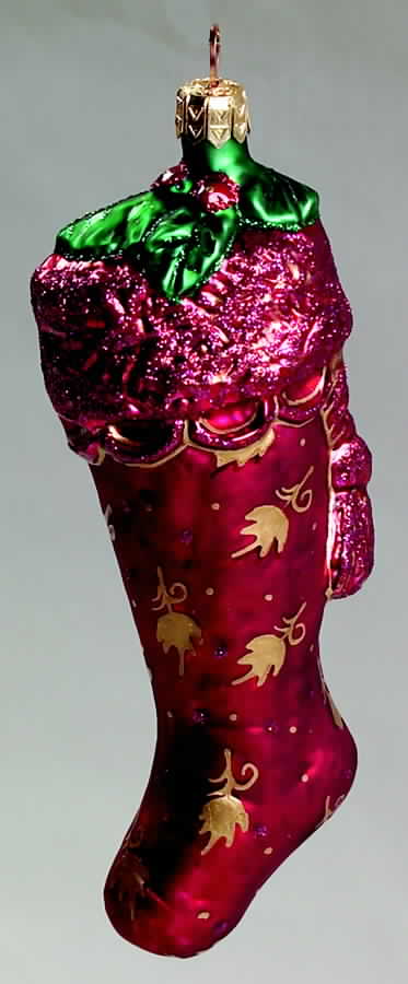 As Time Goes By Stately Stocking-Burgundy - Boxed by Slavic Treasures-1
