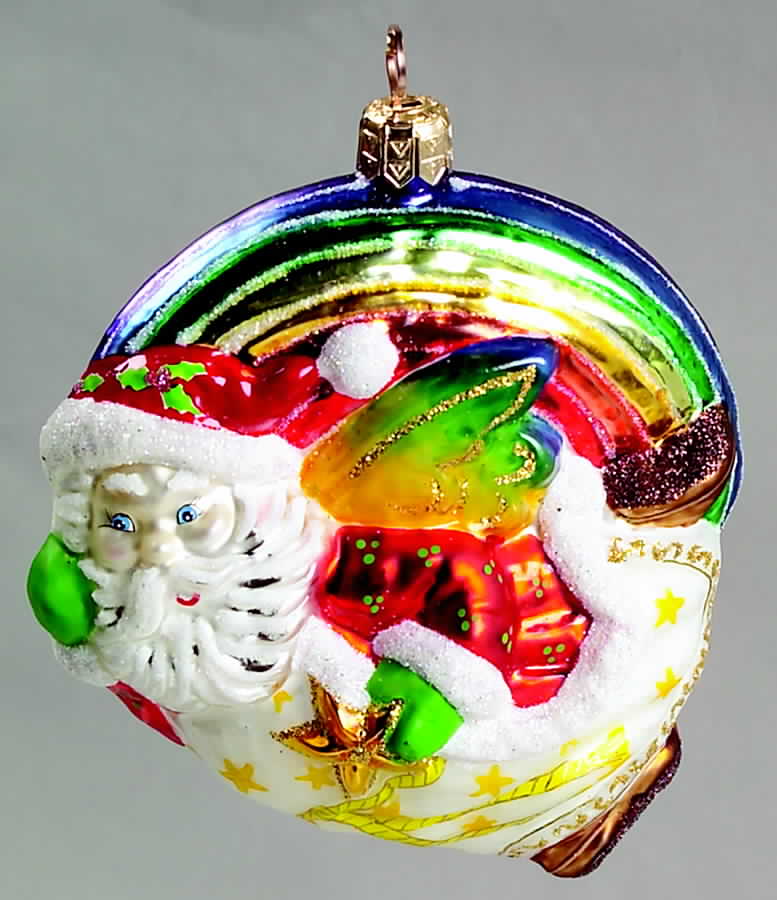 As Time Goes By Rainbow Flying Santa-Red - No Box by Slavic Treasures-1