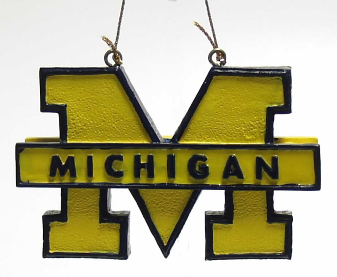 Collegiate Resin Ornaments Michigan Wolverines - Boxed by Slavic Treasures-1