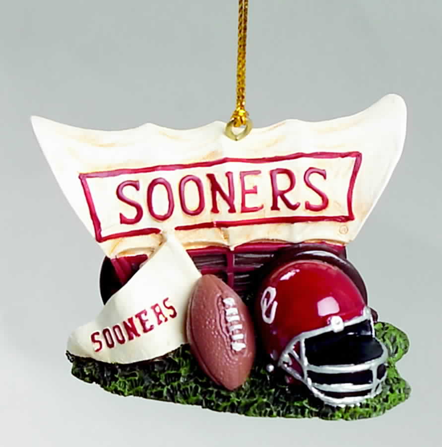 Collegiate Resin Ornaments Oklahoma Sooners - Boxed by Slavic Treasures-1