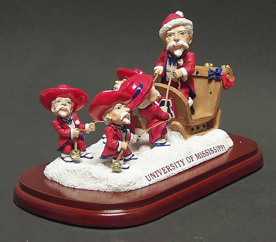 Holiday Sleigh-Figurine Ole Miss Rebels - Boxed by Slavic Treasures-1