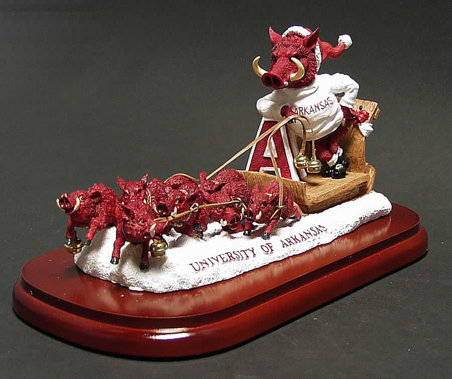 Holiday Sleigh-Figurine Arkansas Razorbacks - Boxed by Slavic Treasures-1