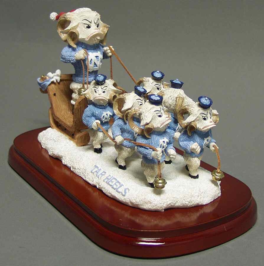 Holiday Sleigh-Figurine Unc Tar Heels - Boxed by Slavic Treasures-1