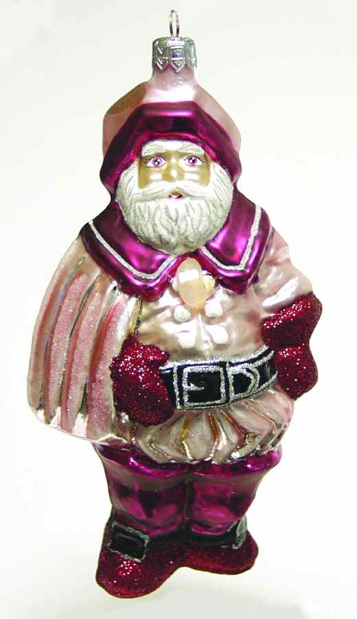 Crystal Kringles-Ornament Rose Quartz Santa - No Box by Slavic Treasures-1