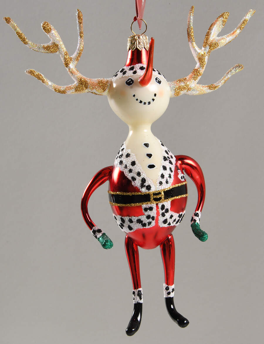 Extreme Free-Blown Glass Ornaments Reindeer Santa Snowman - Boxed by Slavic Treasures-1