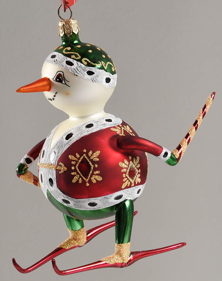 Extreme Free-Blown Glass Ornaments Cross Country Snowman-Special Design - Boxed by Slavic Treasures-1