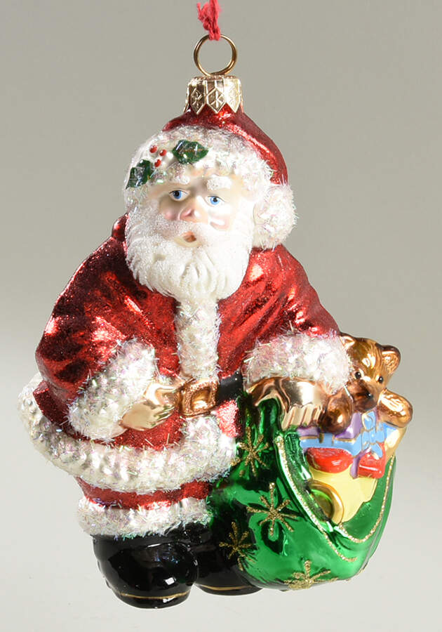 Ornaments On The Tree-Christmas Tree Santa Claus With Green Bag - Boxed by Spode-1