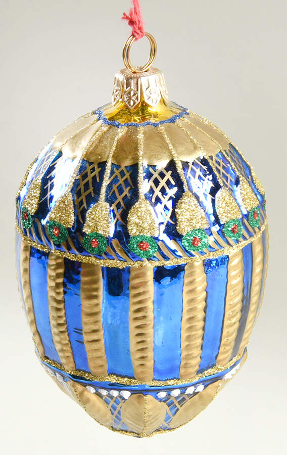 Ornaments On The Tree-Christmas Tree Blue Sparkling Egg - With Box by Spode-1