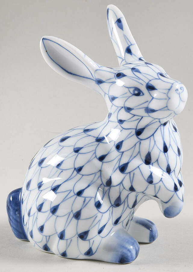 Sadek Fishnet Animals Bunny Sitting Up-Blue - No Box by Sadek-1