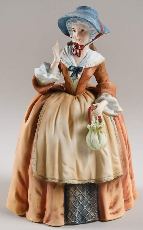Sadek Figurines Colonial Woman-Tan,Rust Dress - No Box 73b by Sadek-1