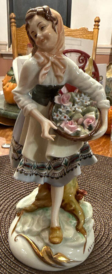 Sadek Figurines Girl With A Basket Of Flowers - No Box 67a by Sadek-1