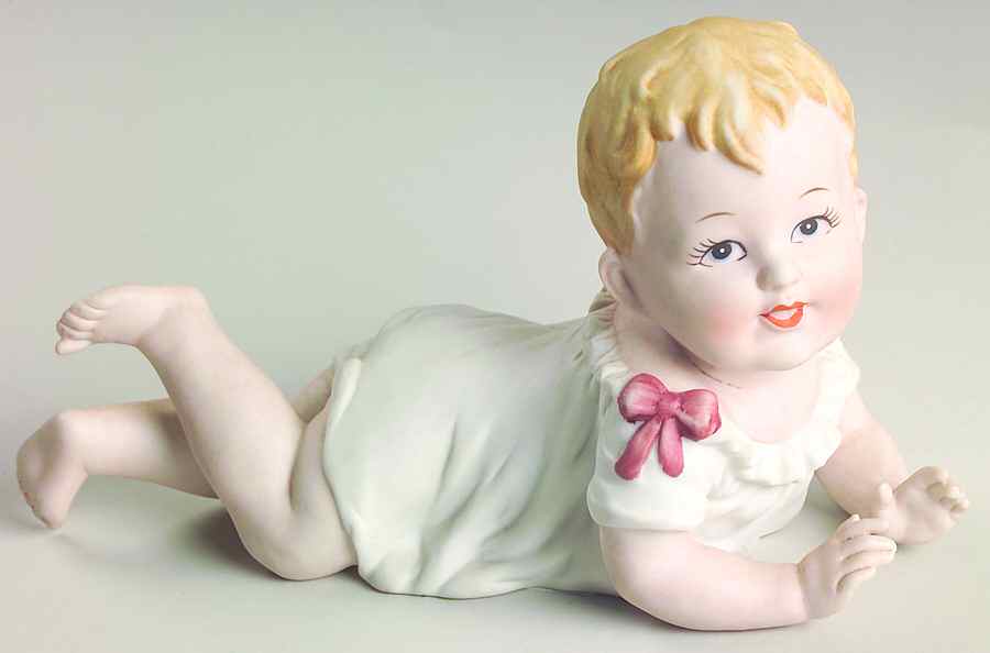 Piano Babies Baby Lying W/ Pink Bow - No Box by Sadek-1