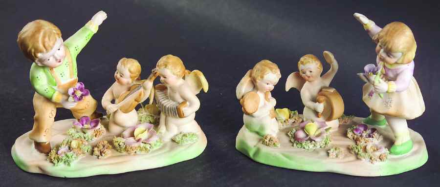 Sadek Figurines Boy & Girl With Angels Pair - No Box by Sadek-1