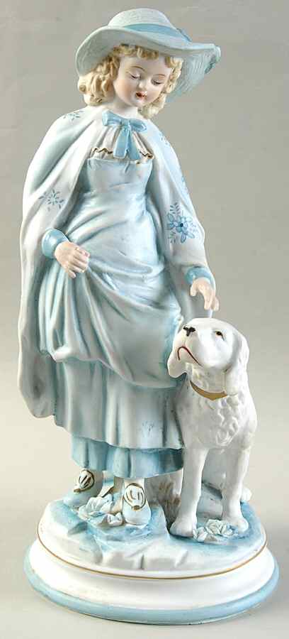 Sadek Figurines Girl With Dog-Blue - No Box by Sadek-1