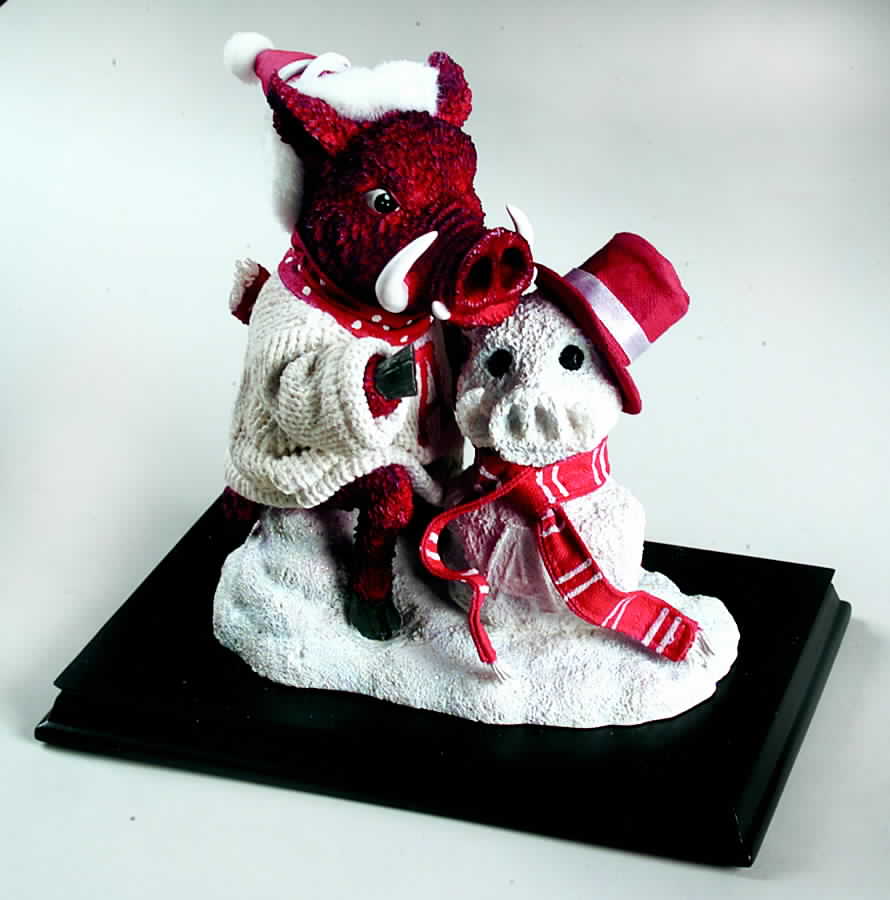 Snow Mascot Figurines Arkansas Razorbacks - Boxed by Slavic Treasures-1