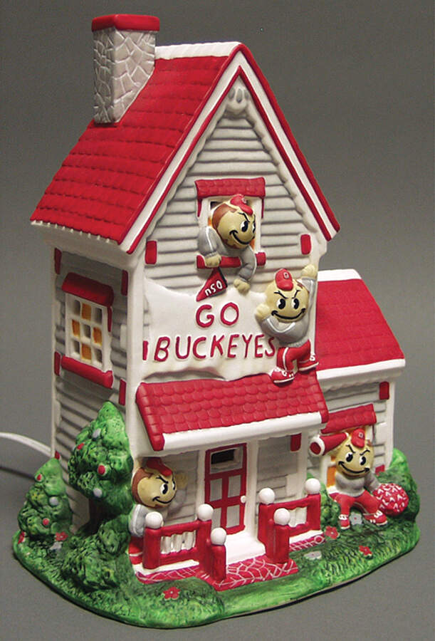 College Treasures Lighted Houses Ohio State Buckeyes-Mascot House - Boxed by Slavic Treasures-1