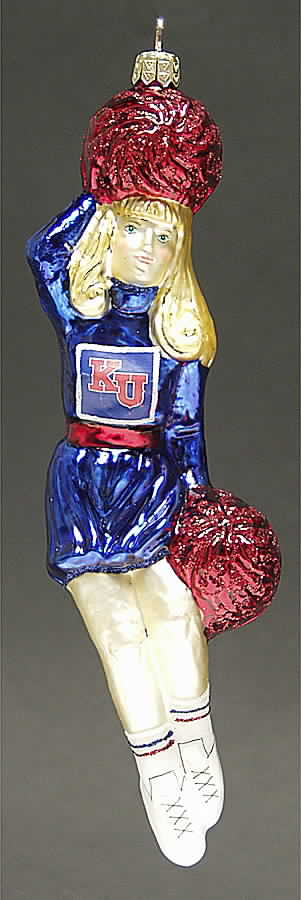 Cheerleader Ornaments Kansas Jayhawks - No Box by Slavic Treasures-1