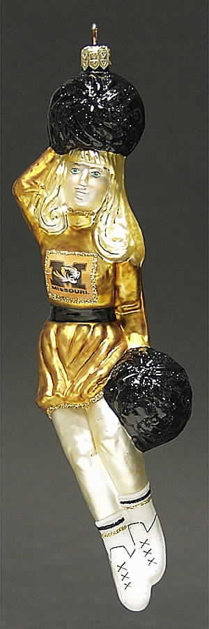 Cheerleader Ornaments Missouri Tigers - Boxed by Slavic Treasures-1
