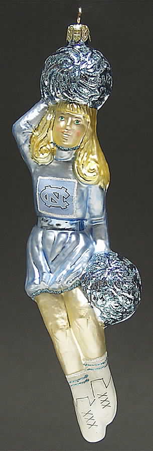 Cheerleader Ornaments North Carolina Tar Heels - Boxed by Slavic Treasures-1