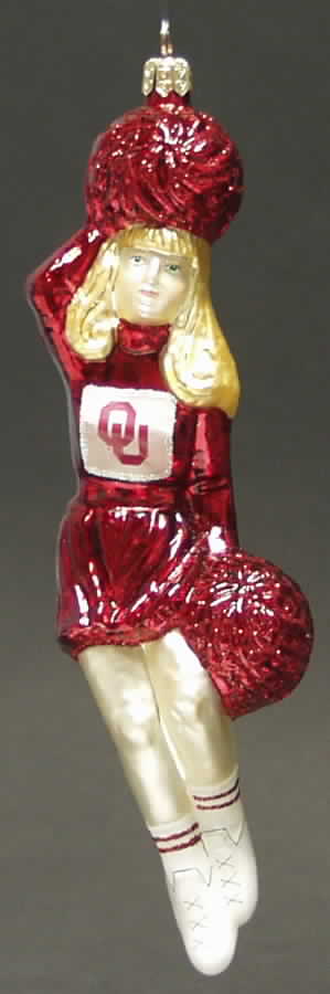 Cheerleader Ornaments Oklahoma Sooners - Boxed by Slavic Treasures-1