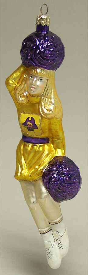 Cheerleader Ornaments East Carolina Pirates - Boxed by Slavic Treasures-1