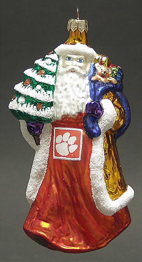 University Santa Ornaments Clemson Tigers - Boxed by Slavic Treasures-1