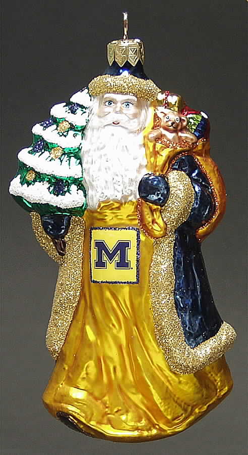 University Santa Ornaments Michigan Wolverines - Boxed by Slavic Treasures-1