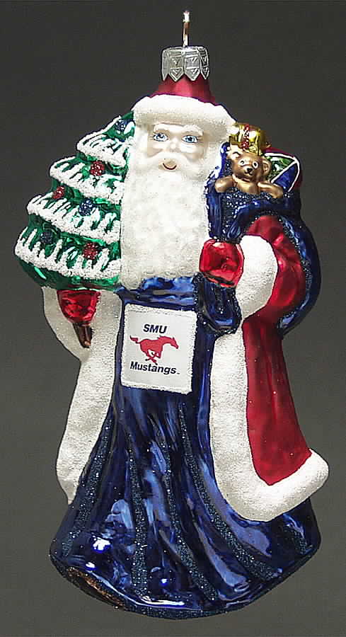 University Santa Ornaments Southern Methodist Mustangs - Boxed by Slavic Treasures-1