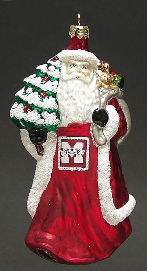 University Santa Ornaments Mississippi State Bulldogs - No Box by Slavic Treasures-1