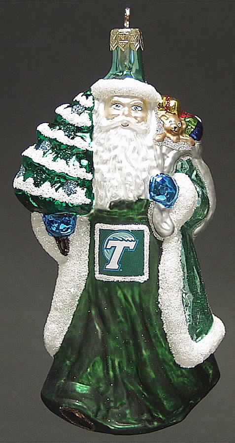 University Santa Ornaments Tulane Green Wave - No Box by Slavic Treasures-1