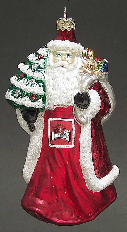 University Santa Ornaments Arkansas Razorbacks - Boxed by Slavic Treasures-1
