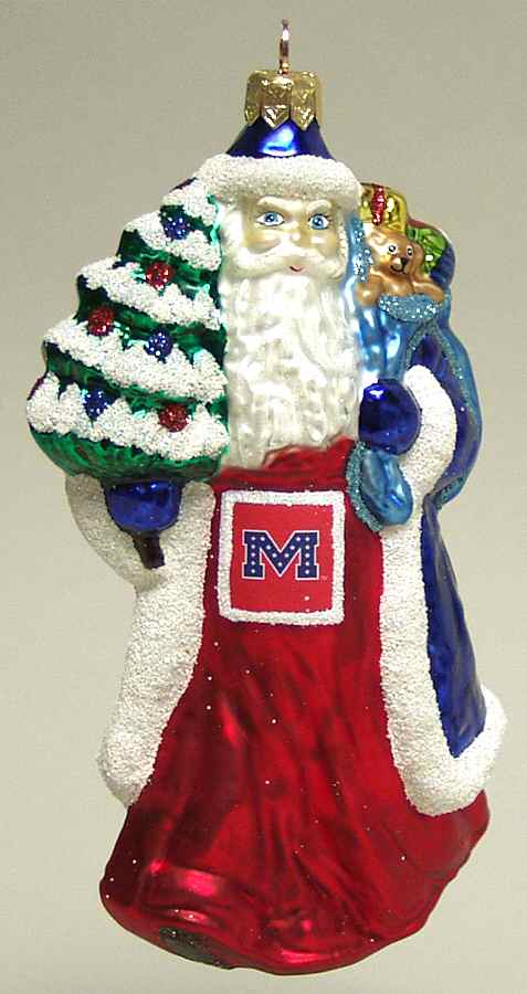 University Santa Ornaments Ole Miss Rebels - Boxed by Slavic Treasures-1