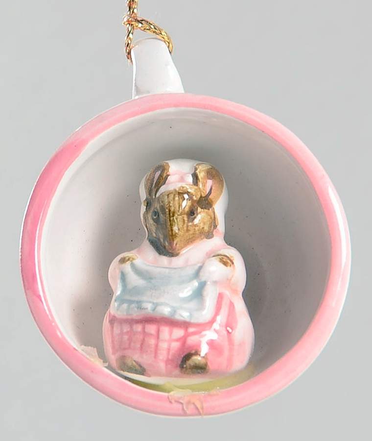 Beatrix Potter Figural Ornament Lady Mouse In Teacup - No Box by Schmid-1