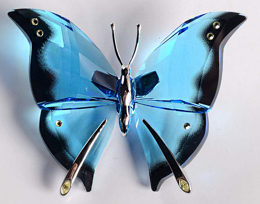 Insects & Butterflies-Crystal Paradise Ambur-Blue Turquoise-With Stand - Boxed by Swarovski-1