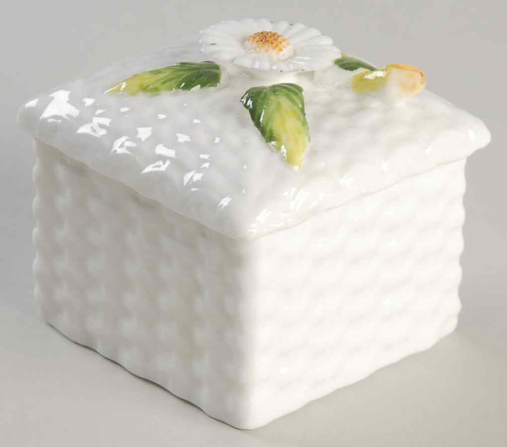 Schmid Giftware Box W/Lid-White Flower Yellow Center - Boxed by Schmid-1