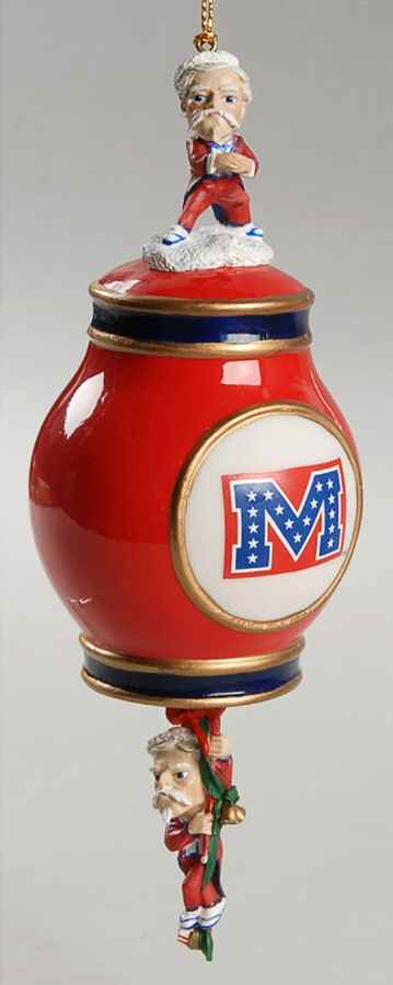 Collegiate Porcelain Bell Ornament Ole Miss Rebels - Boxed by Slavic Treasures-1