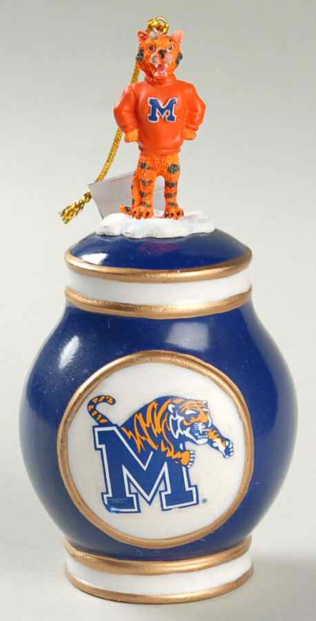 Collegiate Porcelain Bell Ornament Memphis Tigers - Boxed by Slavic Treasures-1