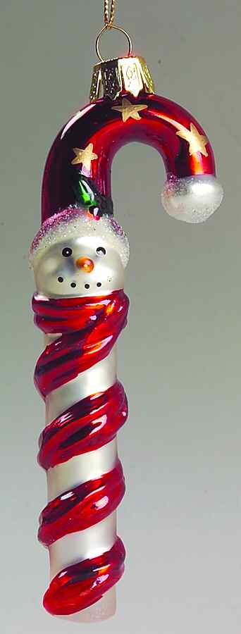 Scottish Christmas Ornaments Candy Cane With Snowman - Boxed by Scottish Christmas-1