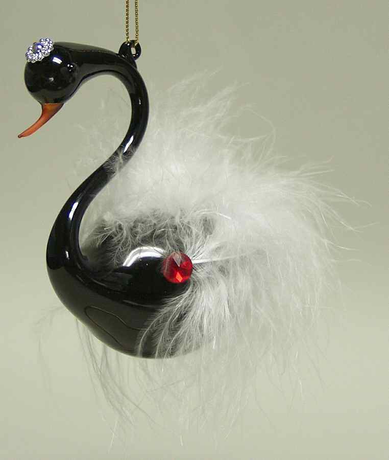 Scottish Christmas Ornaments Black Glass Swan - No Box 42 by Scottish Christmas-1