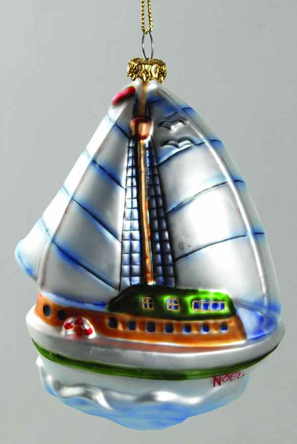 Scottish Christmas Ornaments Sailboat-Blue Sails - No Box by Scottish Christmas-1