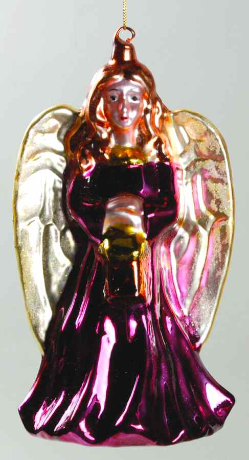 Scottish Christmas Ornaments Angel With Lantern-Burgundy - No Box by Scottish Christmas-1
