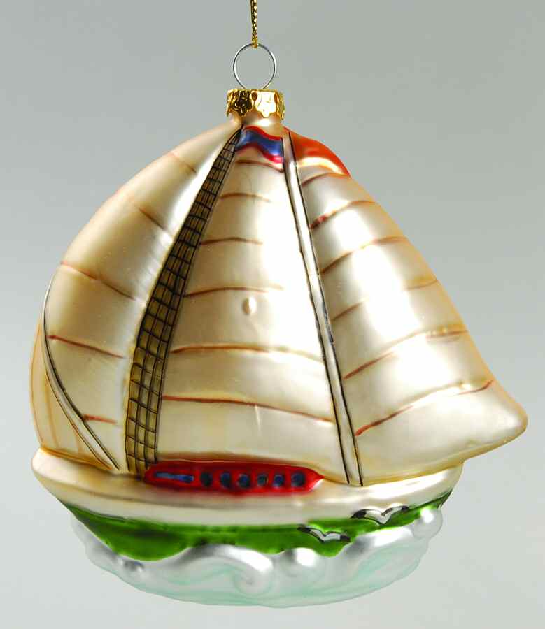 Scottish Christmas Ornaments Sailboat-Gold Sails - No Box by Scottish Christmas-1