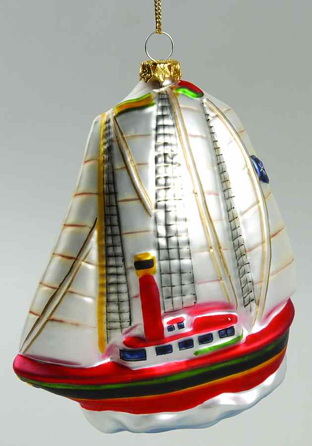 Scottish Christmas Ornaments Sailboat-White Sails - No Box by Scottish Christmas-1