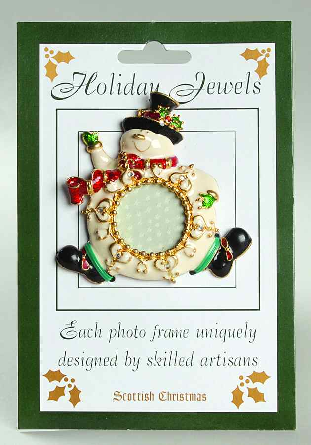 Scottish Christmas Ornaments Snowman Metal Frame Ornament - No Box by Scottish Christmas-1