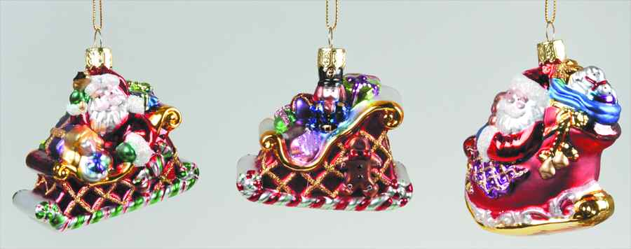 Scottish Christmas Ornaments Santa & Sleigh Set Of 3 - Boxed by Scottish Christmas-1