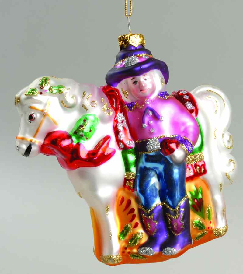 Scottish Christmas Ornaments Cowgirl With Pony - No Box by Scottish Christmas-1