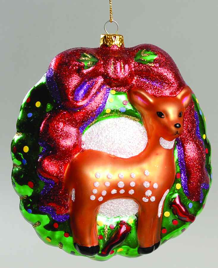 Scottish Christmas Ornaments Christmas Fawn Wreath - No Box by Scottish Christmas-1