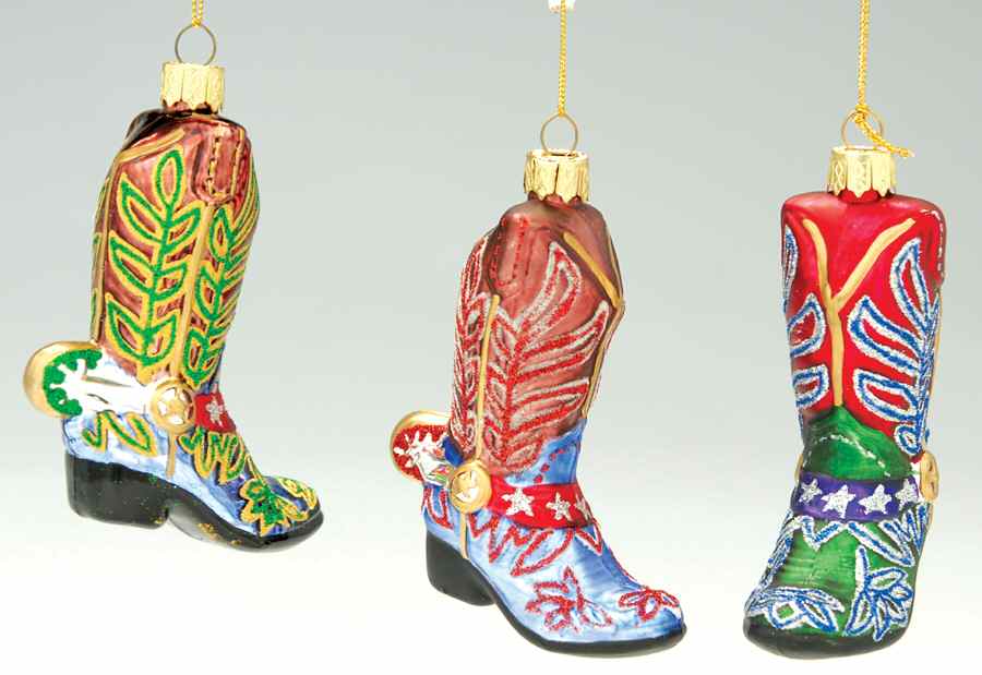 Scottish Christmas Ornaments Cowboy Boots-Set Of 3 - Boxed by Scottish Christmas-1