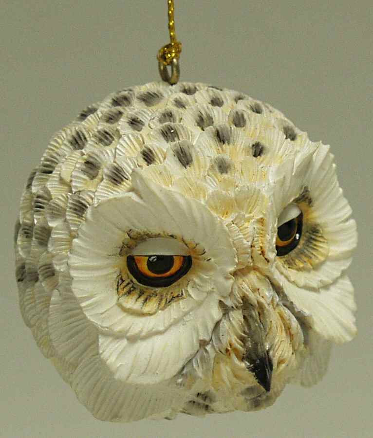 Resin Animal Ornaments Snowy Owl Head - No Box by Slavic Treasures-1