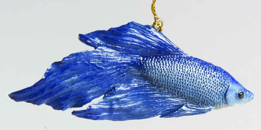 Resin Animal Ornaments Fighting Fish Blue - No Box by Slavic Treasures-1